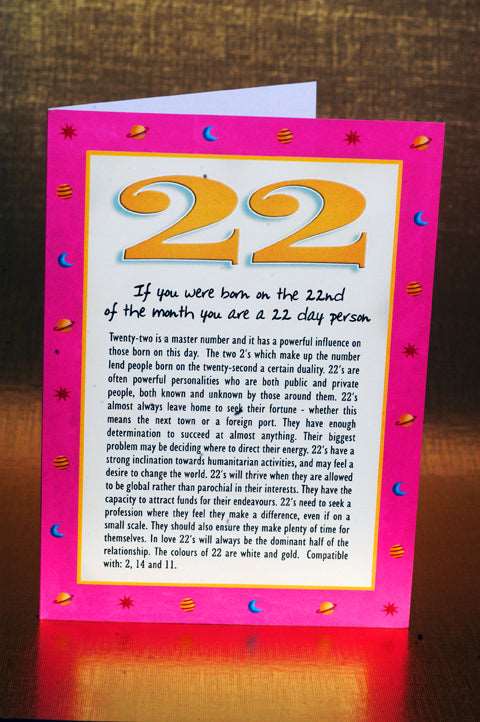 Numerology Birthday Card Packs - Days 18, 20, 21, 22 and 23