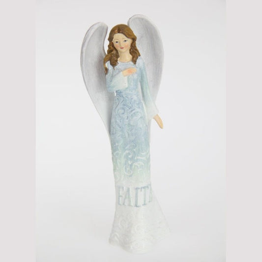 Standing Inspirational Blue Angel - Faith 19cm tall