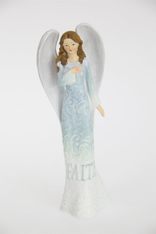 Standing Inspirational Blue Angel - Faith 19cm tall