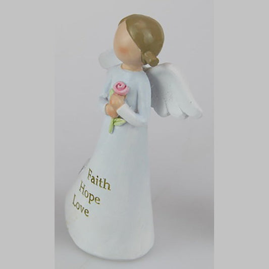 White Angel Holding Flower 12cm tall