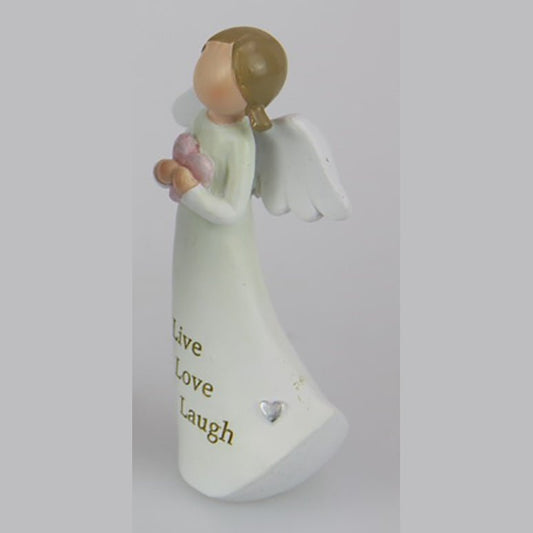 White Angel Holding Heart 12cm tall