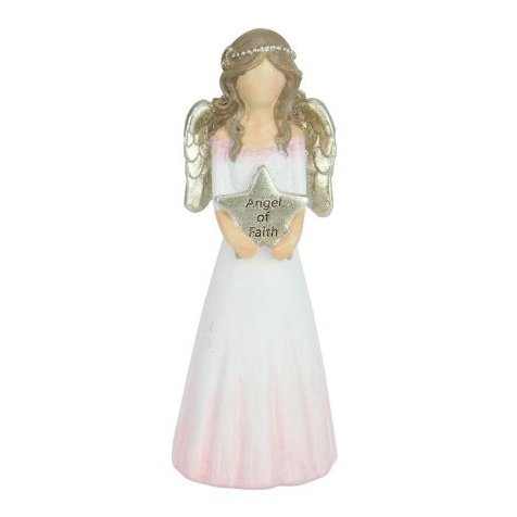 Angel with Gold Wings and Star saying "Angel of Faith", in her White/Pink Gown