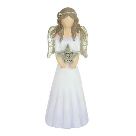 Angel with Gold Wings and Star saying "Angel of Hope", in her White/Lavendar Gown