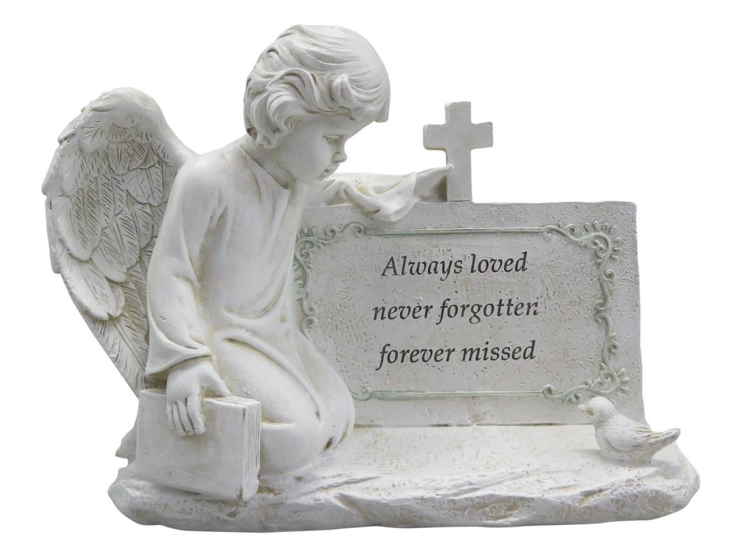 Cherub Kneeling on Memorial Plaque