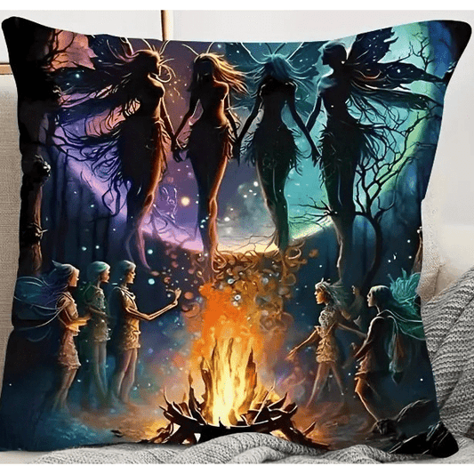 Four Angels and Five Fairies Arising from the Fire Cushion Cover