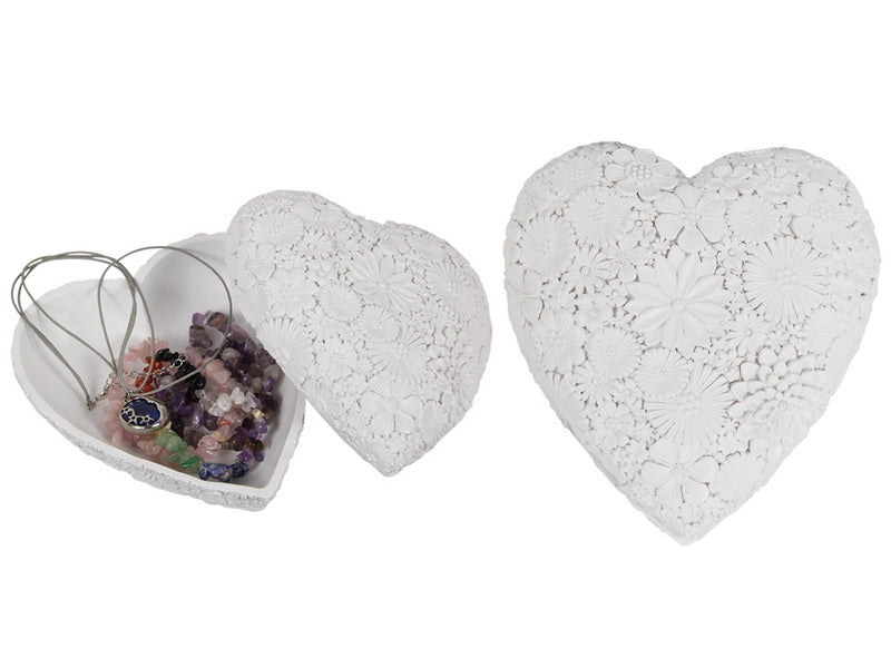 White Heart Trinket Box 14cm wide