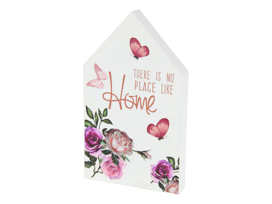 Home in House Shape Plaque "There is no place like Home" 24cm tall