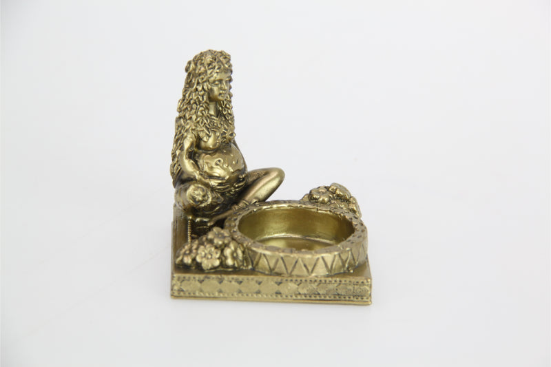7cm Gold Mother Earth Figurine Tealight Holder