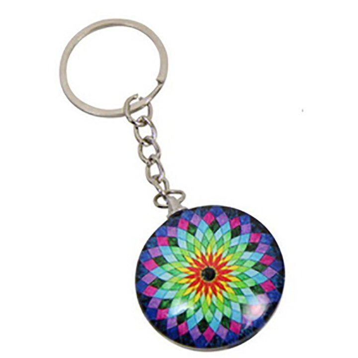 BOHO Glass Key Chain - Multi-coloured Mandala