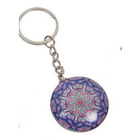 BOHO Glass Key Chain - Purple/Orange Mandala