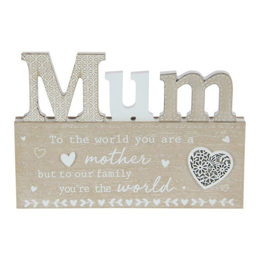 "Mum" Inspirational Plaque 20cm long