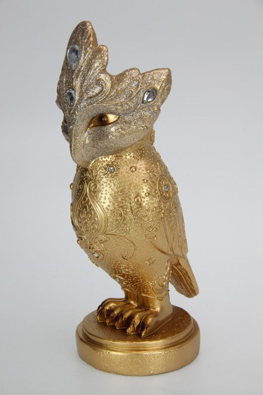 28cm Gold Mystical Jewelled Owl Figurine