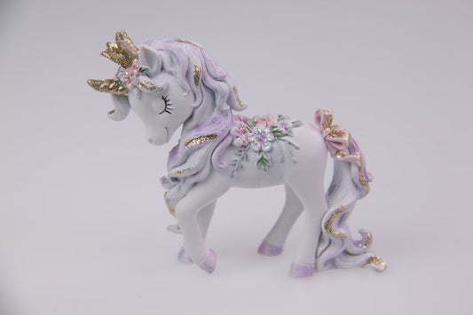 Crowned Unicorn with Flowers and Glitter Lavendar Design