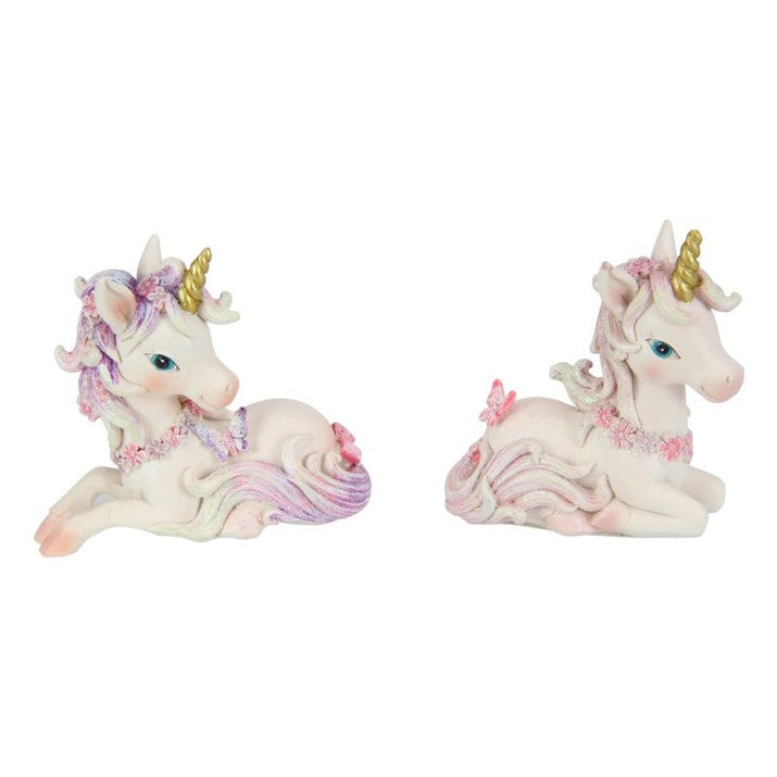 Set of Two Unicorns Sitting with Butterfly