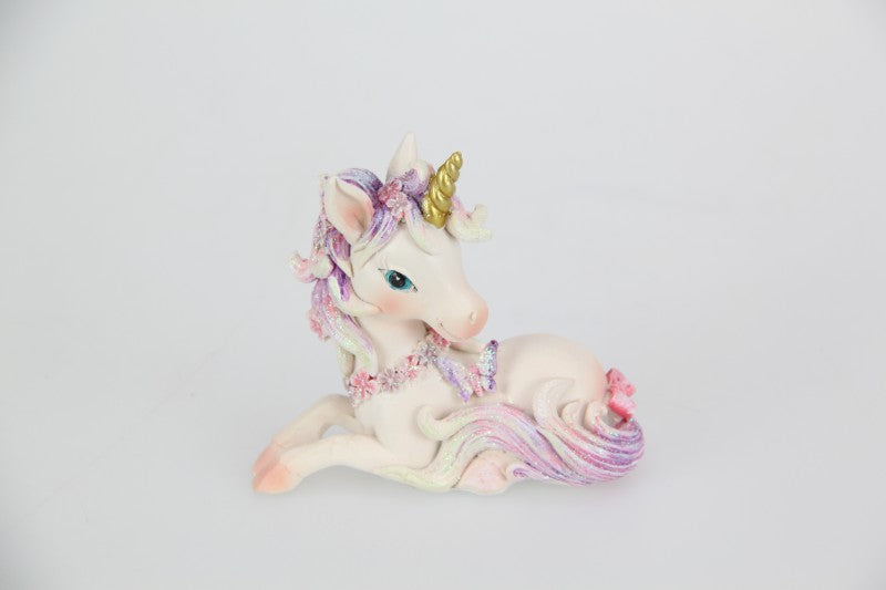 Set of Two Unicorns Sitting with Butterfly
