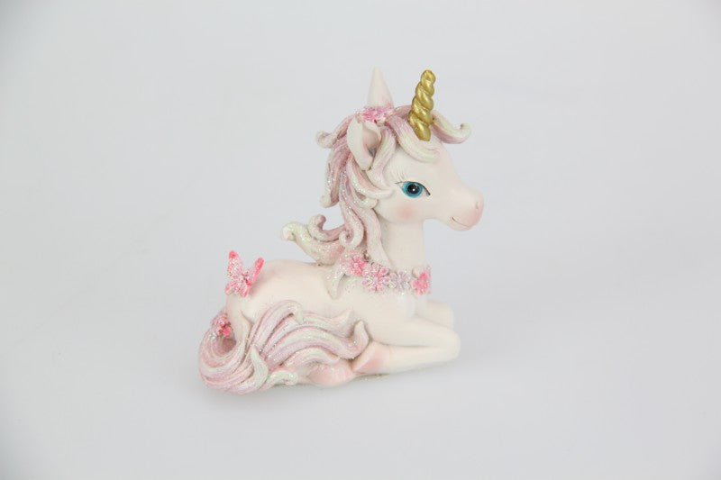 Set of Two Unicorns Sitting with Butterfly