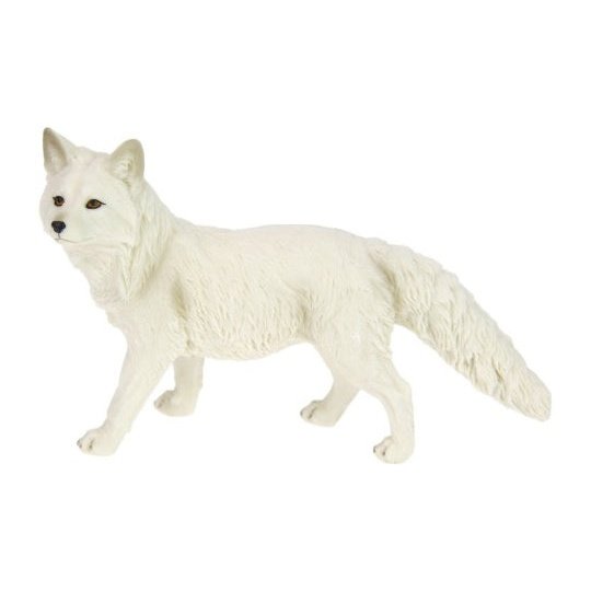 Standing White Wolf Looking Up 23 cm long