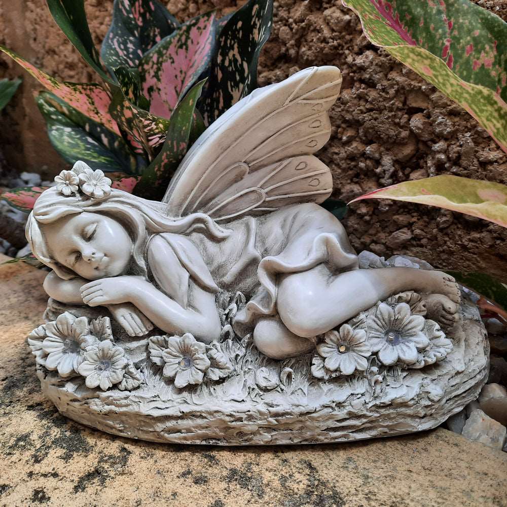 Solar Garden Fairy Sleeping 25cm Long (with Solar Lighting)