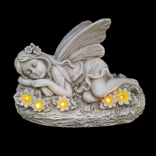 Solar Garden Fairy Sleeping 25cm Long (with Solar Lighting)