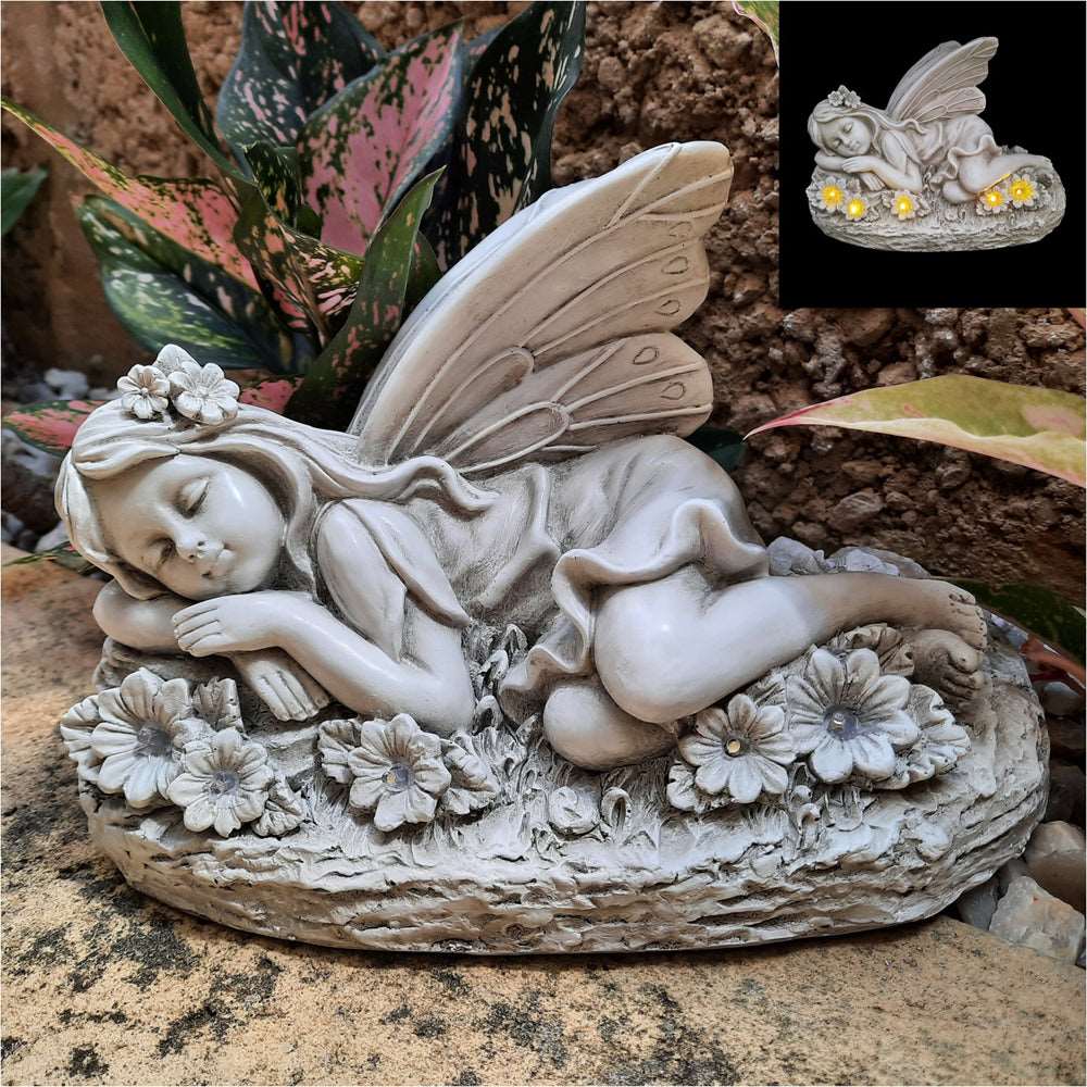 Solar Garden Fairy Sleeping 25cm Long (with Solar Lighting)