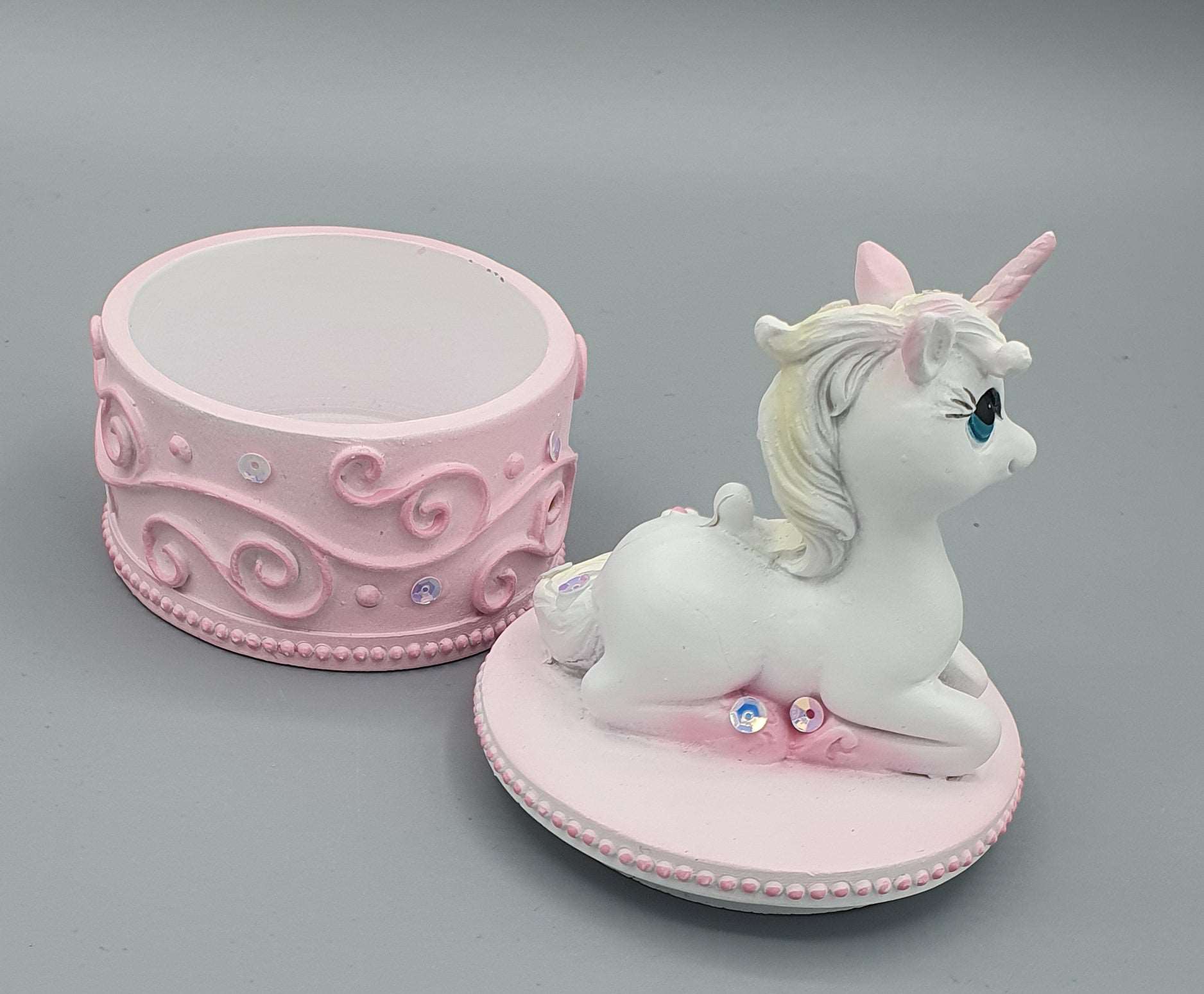 Jewelled Unicorn Pin Box Pink Design