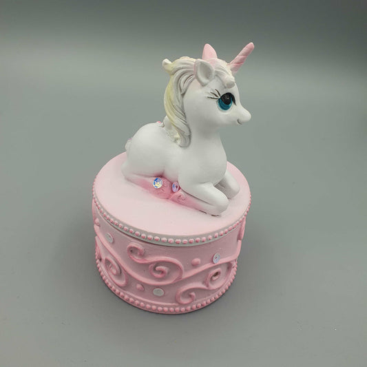 Jewelled Unicorn Pin Box Pink Design