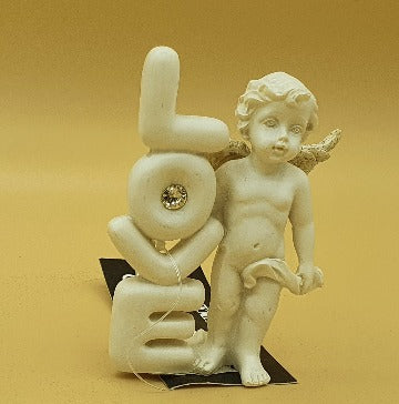 8cm Cherub with Love Wording and diamonte looking at you