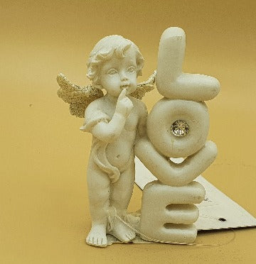 8cm Cherub with Love Wording and diamonte whispering to you