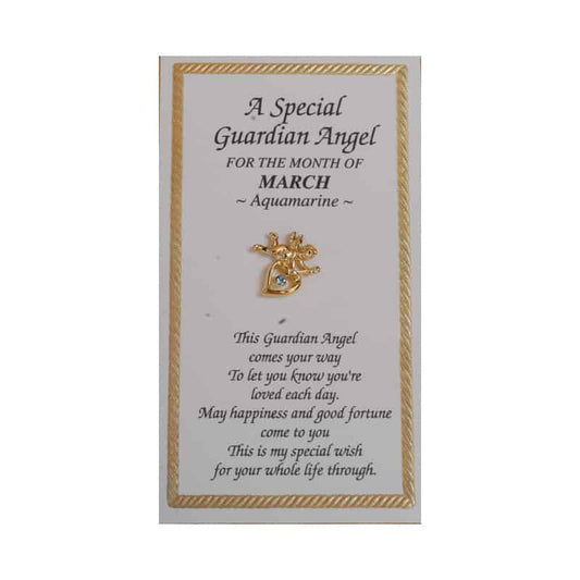 A Special Guardian Angel - Month of March Angel Pin with Aquamarine Stone