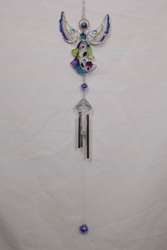 Dancing Angel Windchime - Multicoloured with Greens, Blues and Purples