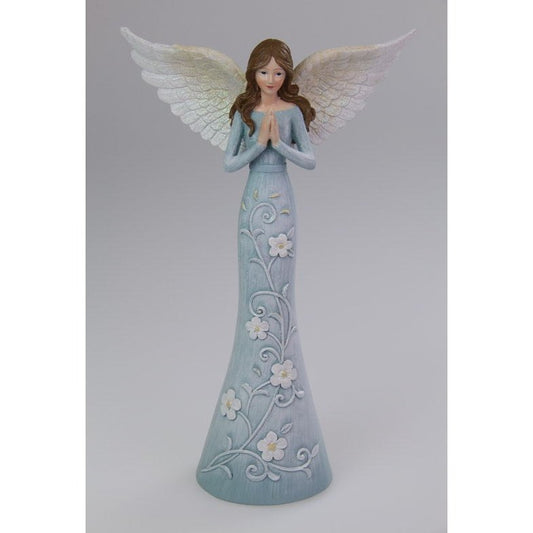 Angel with Floral Dress 29 cm tall - Blue Floral Design