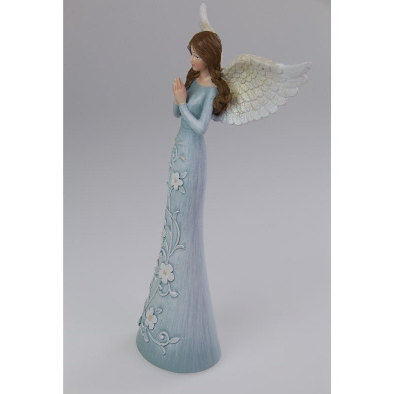 Angel with Floral Dress 29 cm tall - Blue Floral Design