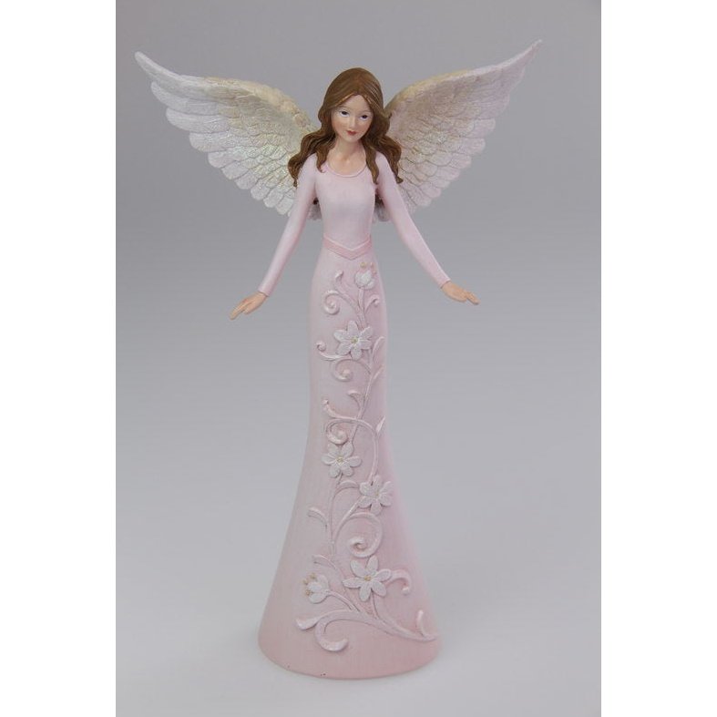 Angel with Floral Dress 29 cm tall - Pink Floral Design