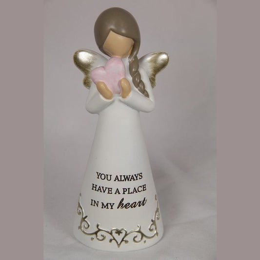 Inspirational Angel with wording - "You always have a place in my heart" 20cm tall