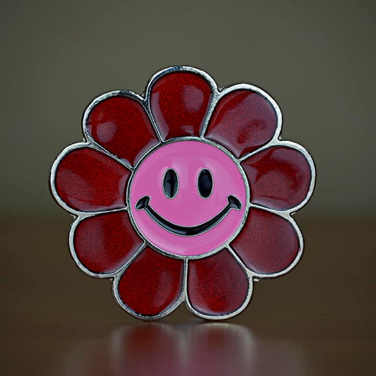 Happy Face in Red Belt Buckle