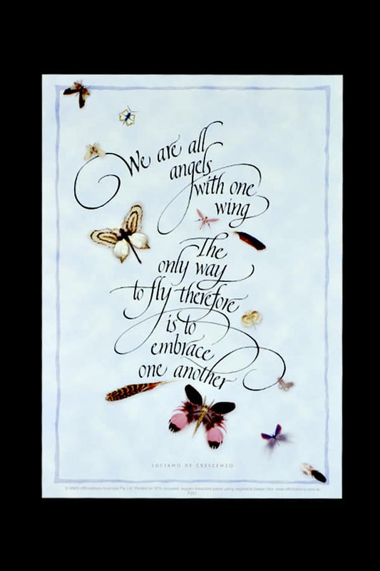 "We are all angels with one wing..." Wall Print with Cardboard Matt Frame