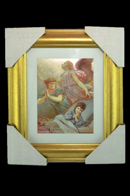 Angel Dreams on Mountain Gold Framed Foiled Print
