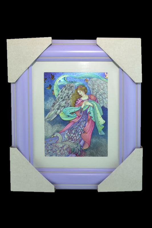 Angel with Animals Gold Framed Foiled Print