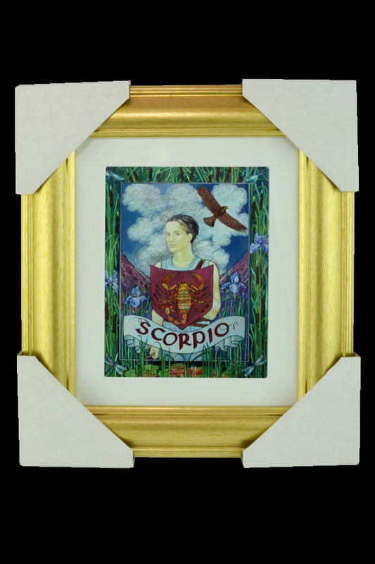 Scorpio Star Sign Gold Framed Foiled Print
