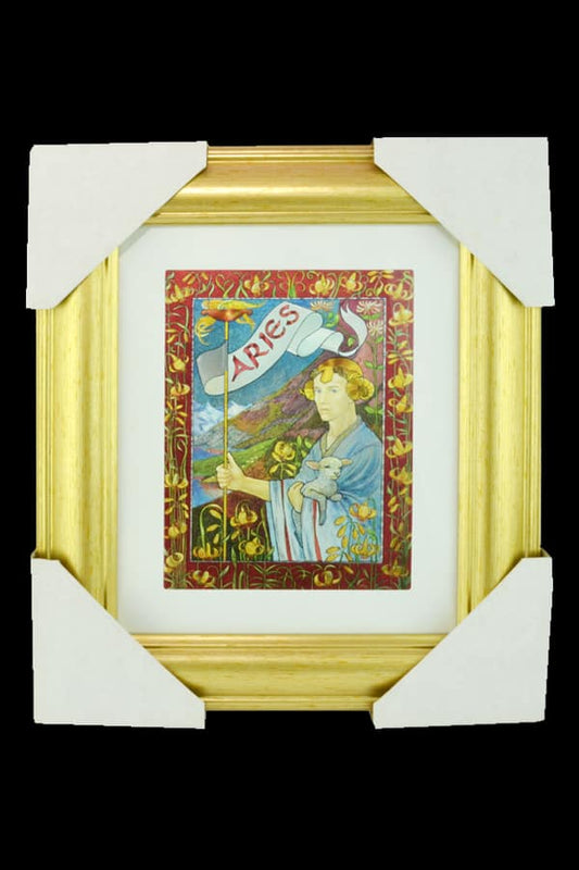 Aries Star Sign Gold Framed Foiled Print