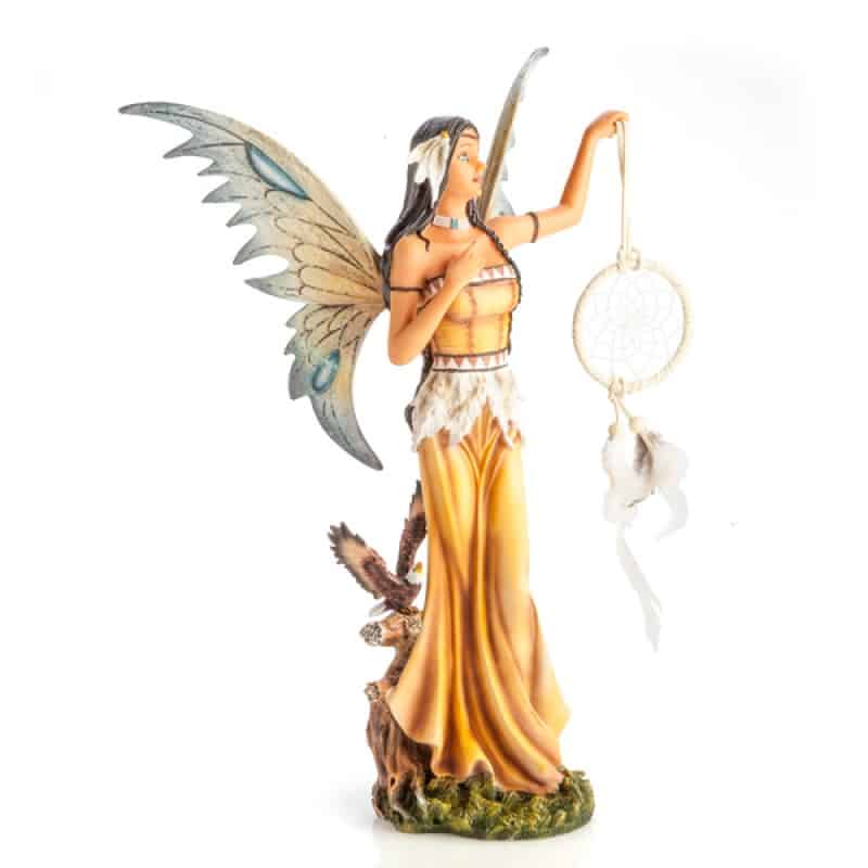 Fairy with DREAMCATCHER and Owl Companion Figurine