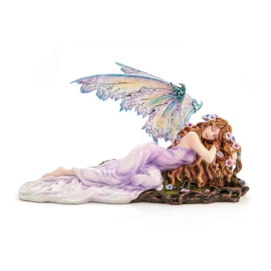LAVENDER Fairy Sleeping by Flower Pond Figurine