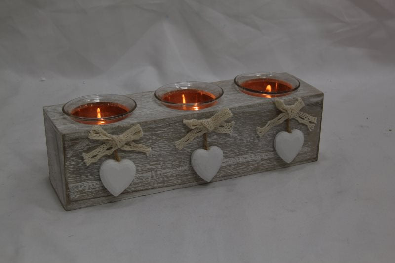 25cm Decor Heart Triple Candle Holder - Gift Boxed