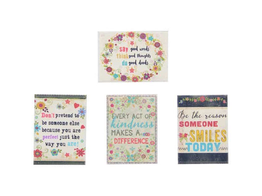 Set of 4 Magnets - 9cm x 6cm -Rectangle Design Smile/Kindness Inspirational Magnets