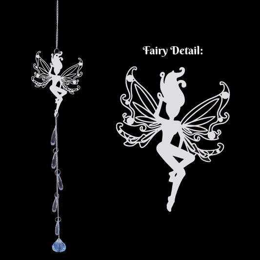 Fairy Hanging Decoration 60cm Long - Silver Plated