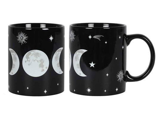 Triple Moon Goddess Black/White Mug - Gift Boxed