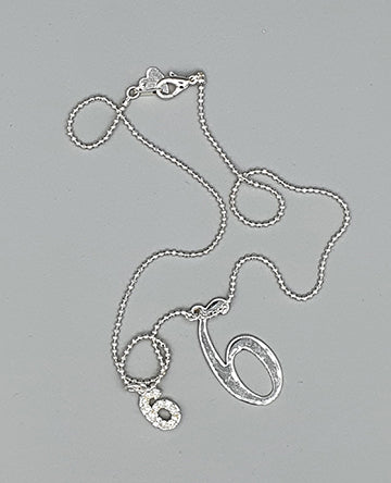 Numerology Number 6 Charm Necklace with 44 cm silver chain in Gift Box