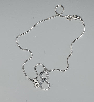Numerology Number 8 Charm Necklace with 44 cm silver chain in Gift Box