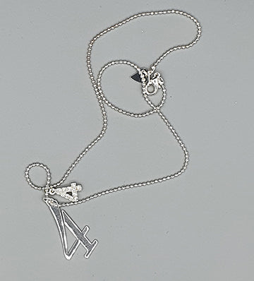 Numerology Number 4 Charm Necklace with 44 cm silver chain in Gift Box