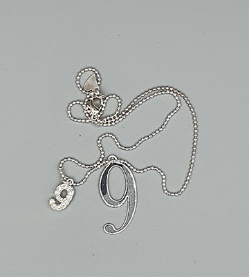 Numerology Number 9 Charm Necklace with 44 cm silver chain in Gift Box